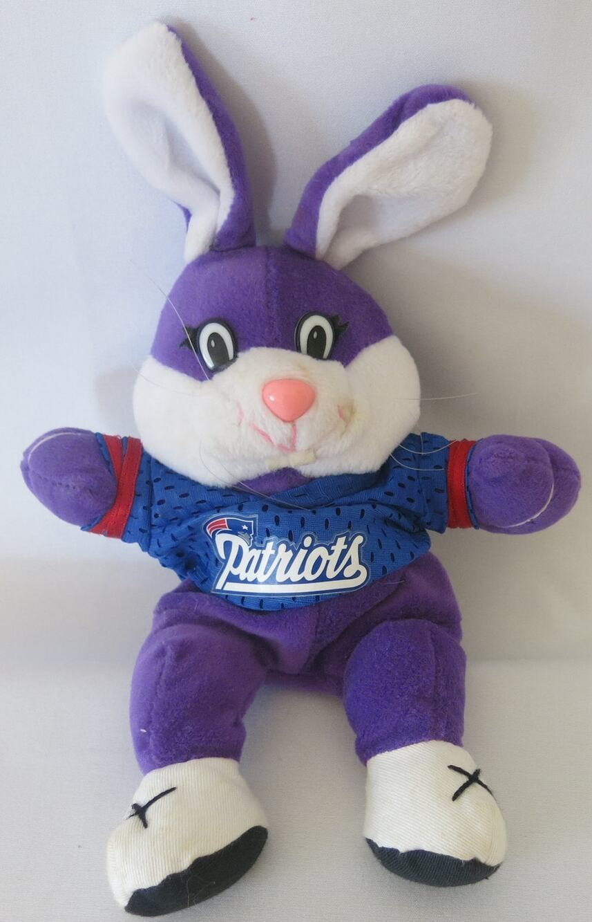 Vintage New England Patriots Bunny Stuffed Animal NFL 1997 8" Toy Plush Football